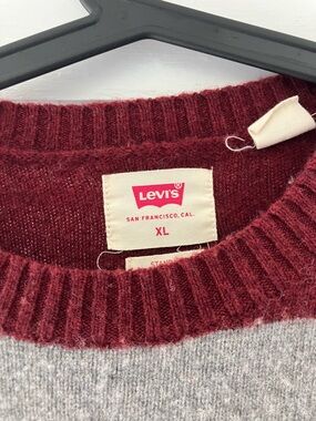Levi's Maroon and Light Gray Colorblock Crewneck Sweater
